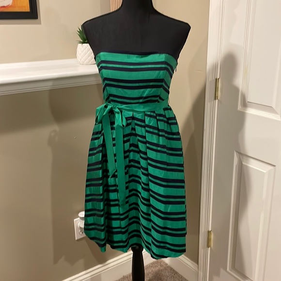 Green and Navy Striped Dress - Picture 1 of 14